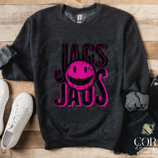 Jags Pink And Black Smiley Face