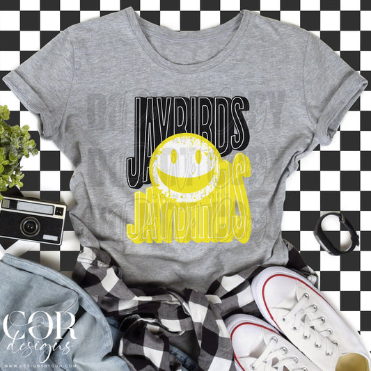 Jay Birds Black And Yellow Smiley Face