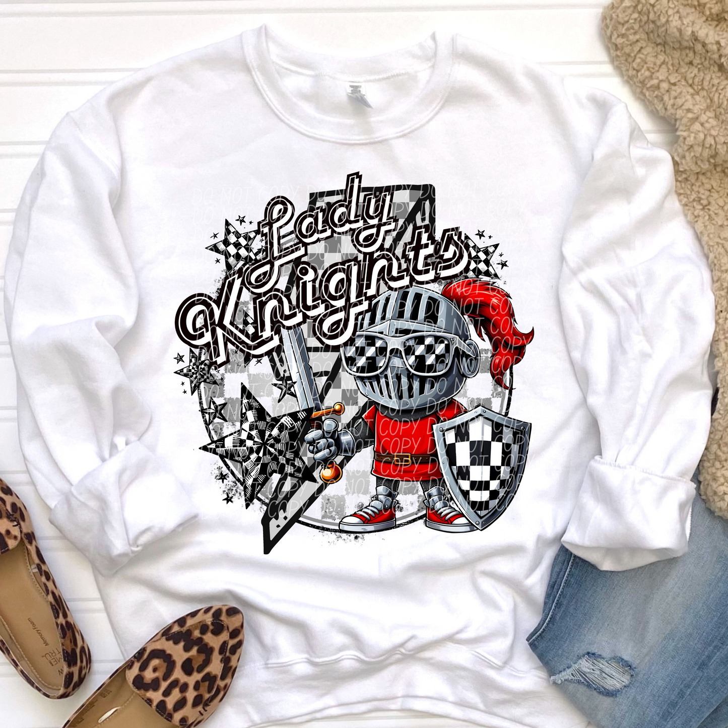 Lady Knights Checkered Lightning Bolt