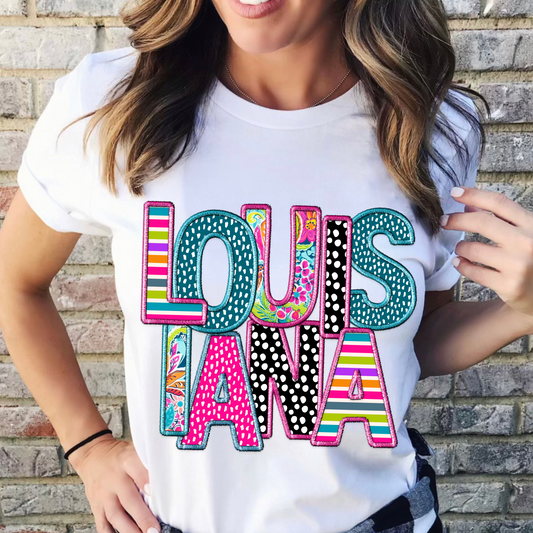 Faux Embroidery Patterned Louisiana