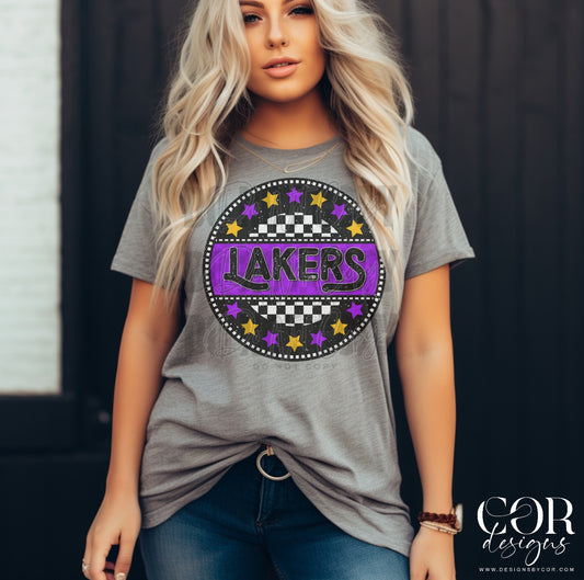 Lakers Yellow And Purple Stars Circle