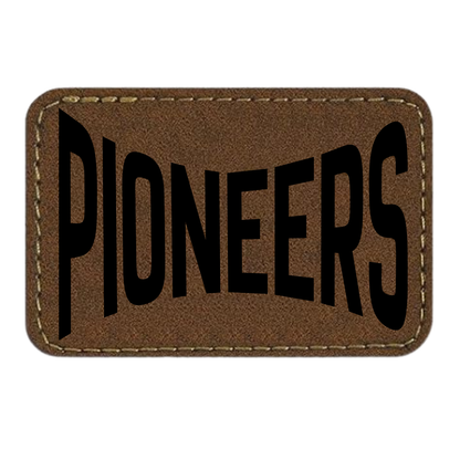 Custom Mascot Warped Font - Iron On Leather Patch