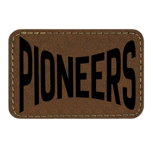 Custom Mascot Warped Font - Iron On Leather Patch