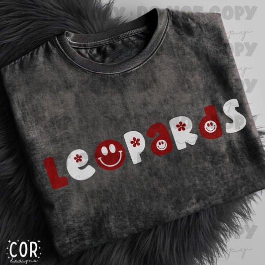Leopards Red And White Flowers And Smiley Face Letters