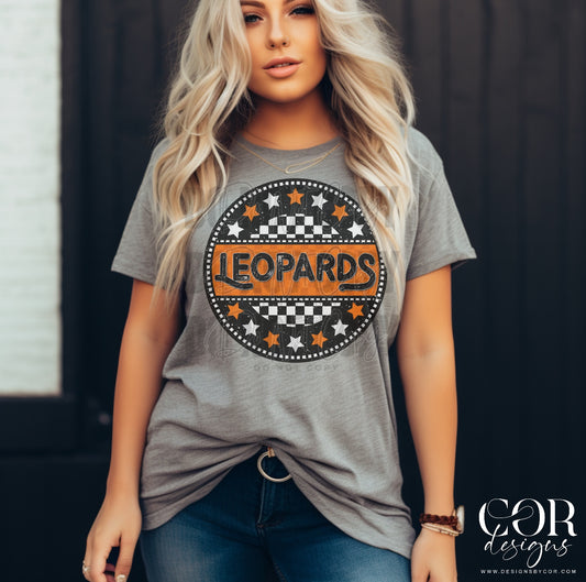 Leopards Orange And White Stars Circle