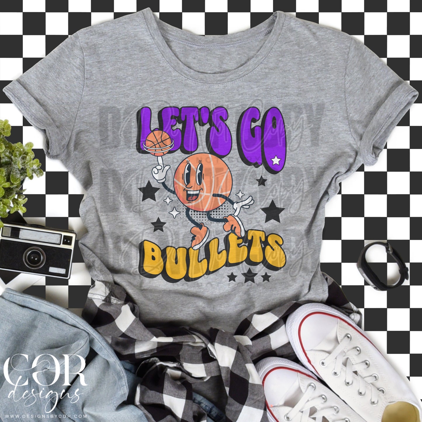 Lets Go Bullets Purple And Yellow Basketball