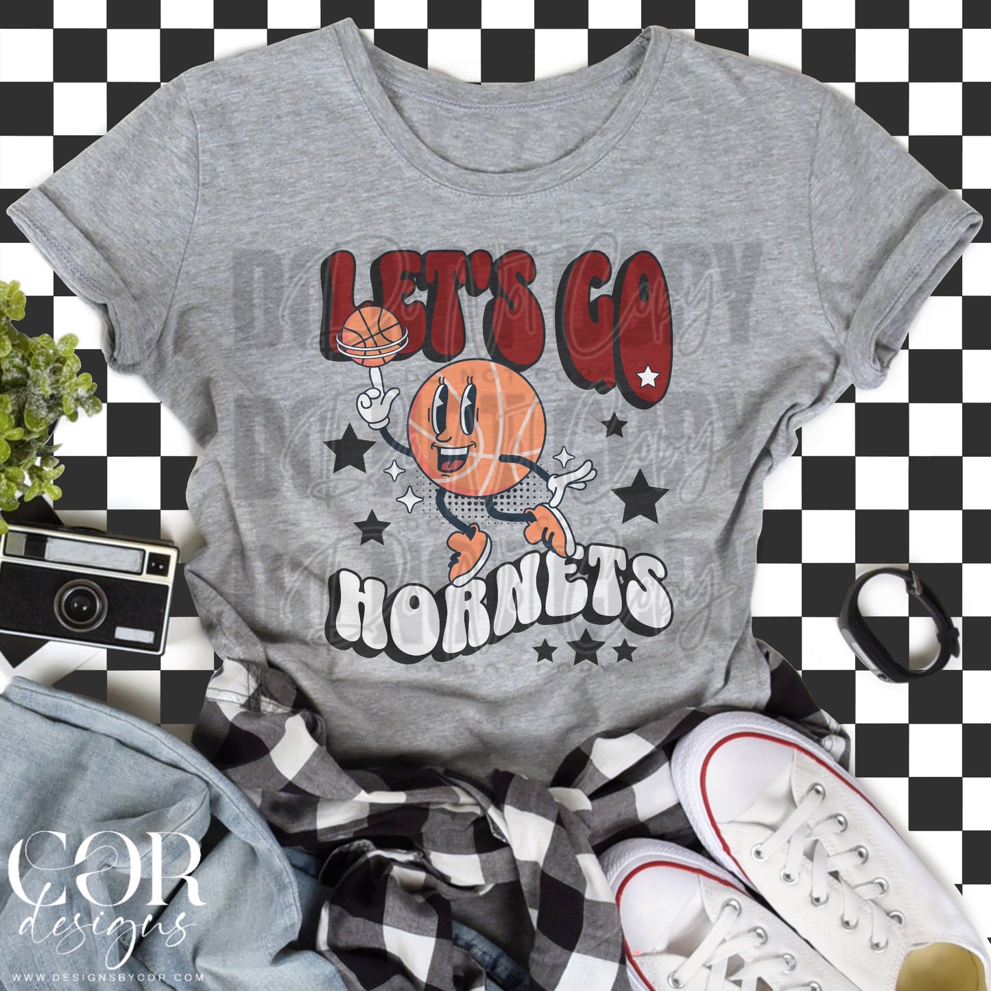 Lets Go Hornets Red And White Basketball