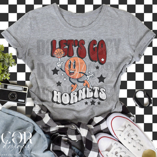 Lets Go Hornets Red And White Basketball