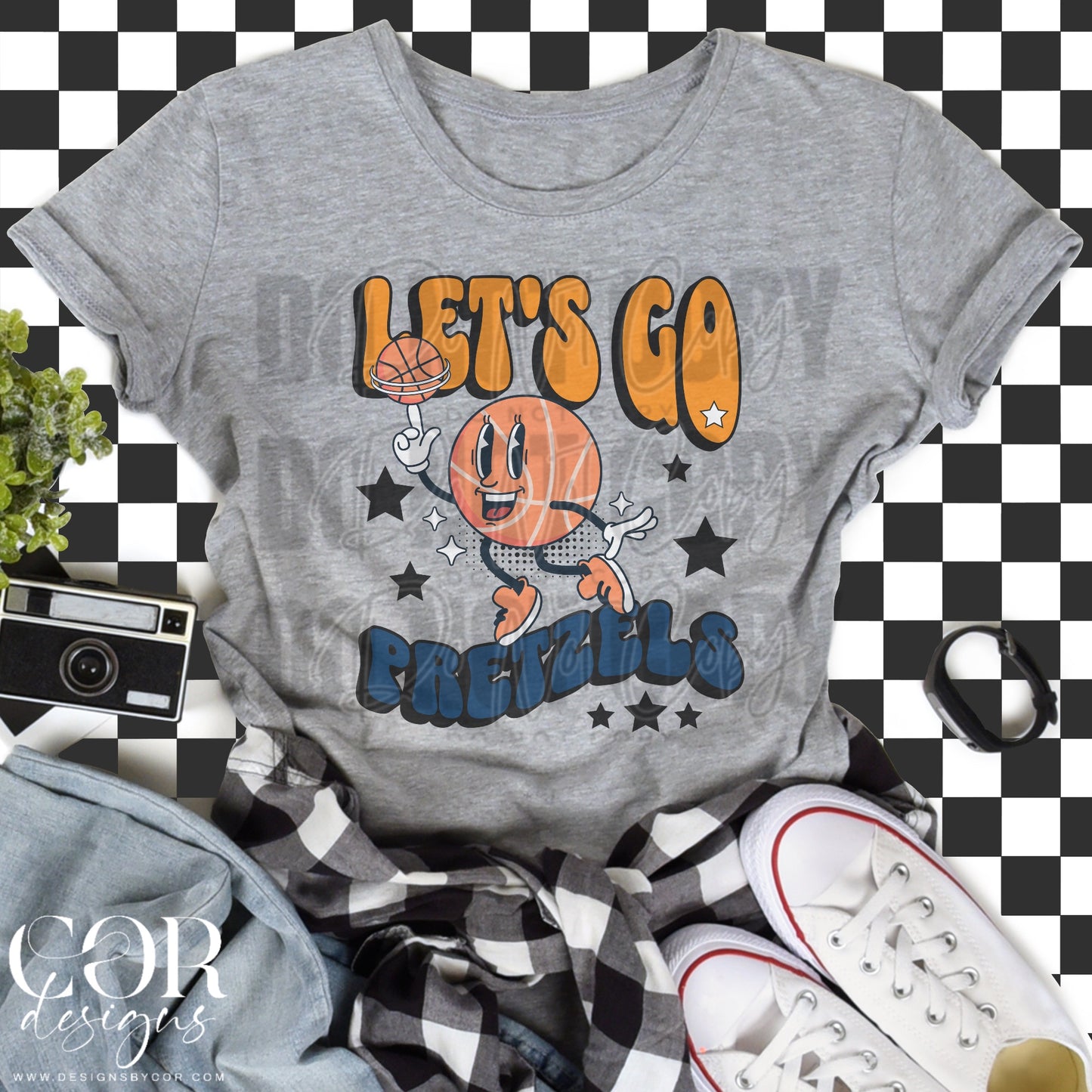 Lets Go Pretzels Orange And Blue Basketball (Copy)