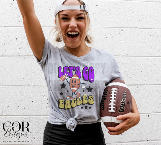 Lets Go Eagles Purple And Yellow Football