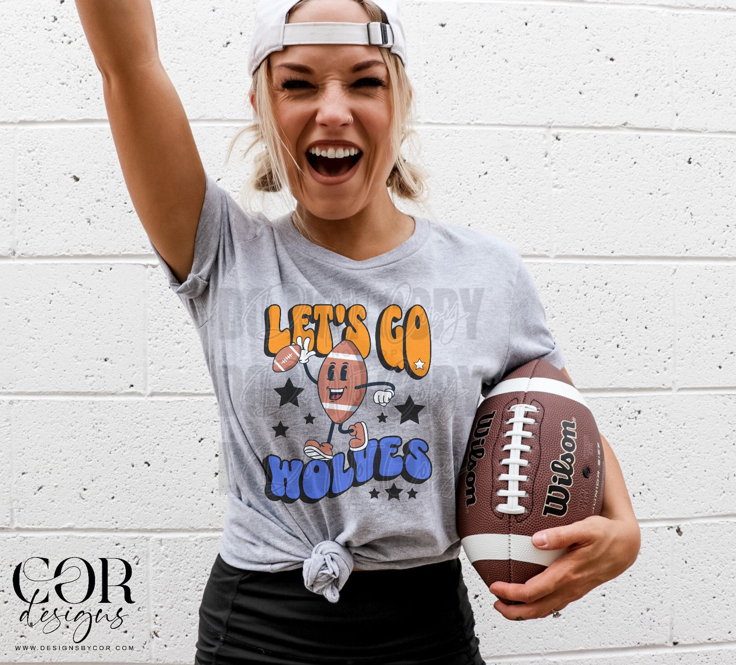 Lets Go Wolves Orange And Blue Football