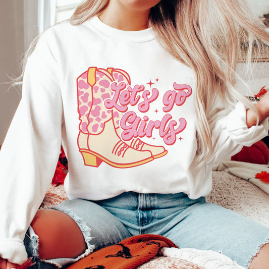 Let's go girls- pink cow print boots