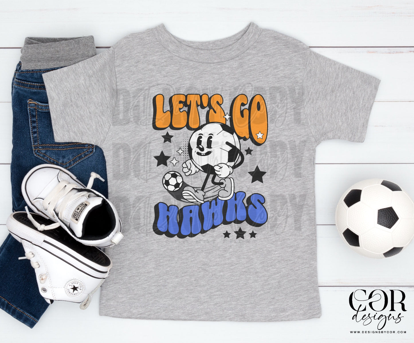 Lets Go Hawks Orange And Blue Soccer