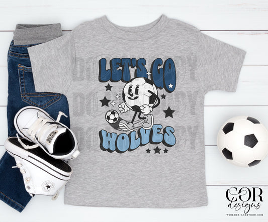 Lets Go Wolves Blue Soccer