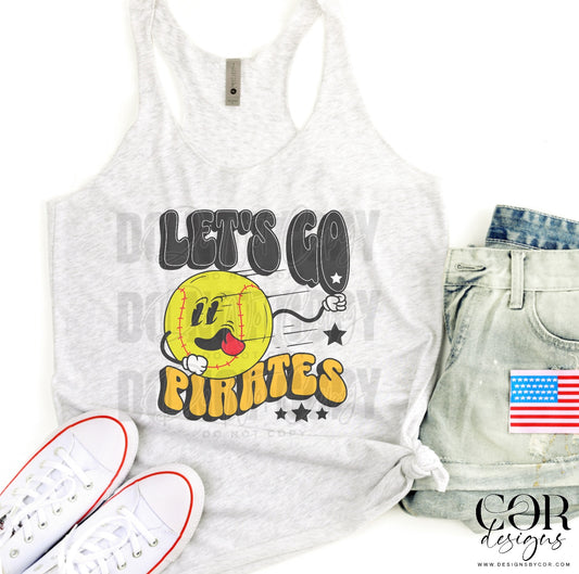 Lets Go Pirates Black And Yellow Softball