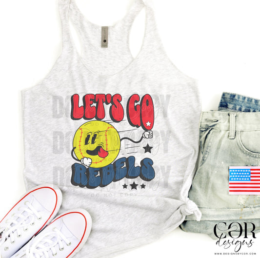 Lets Go Rebels Red And Blue Softball