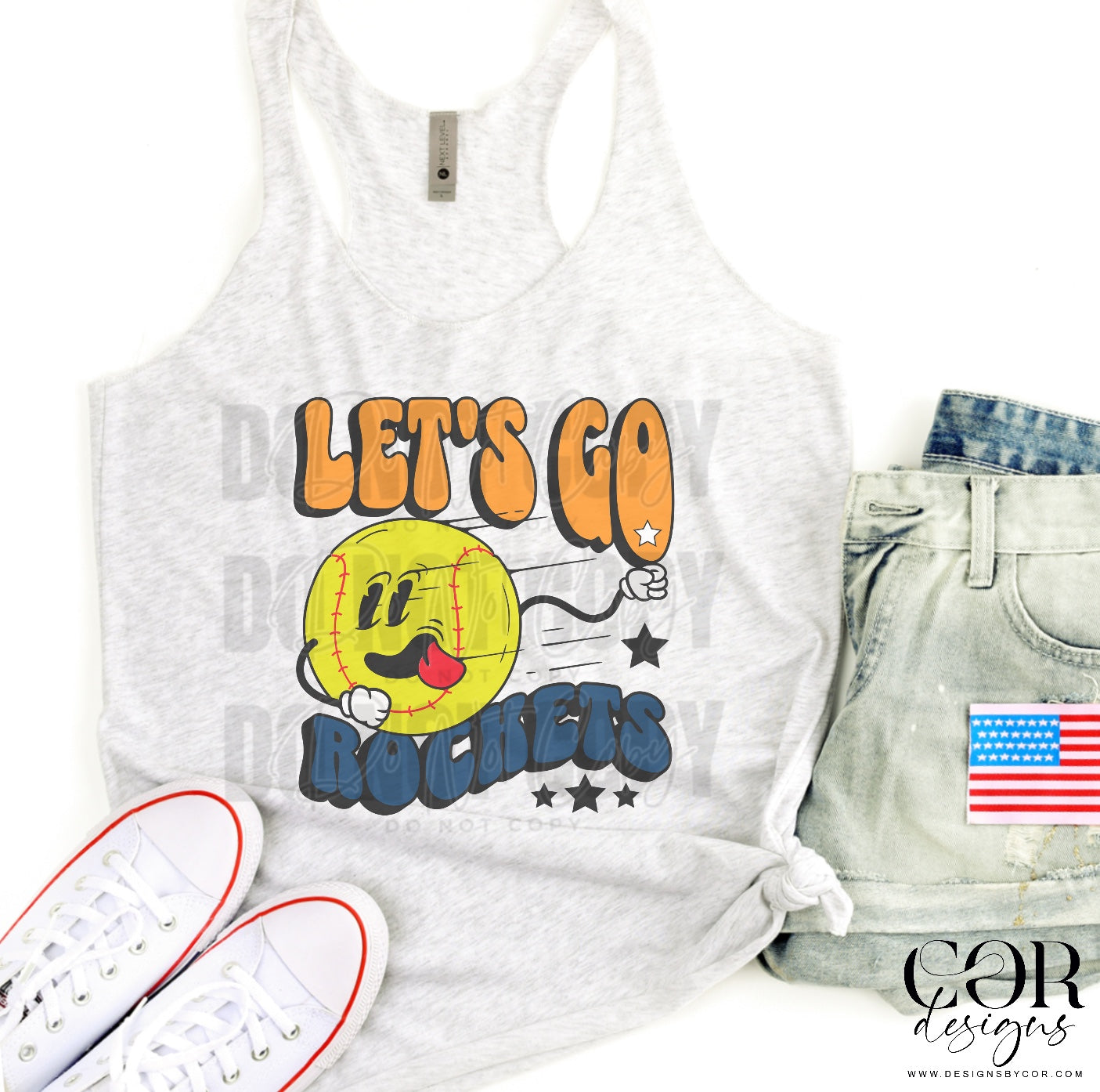 Lets Go Rockets Orange And Blue Softball – Earthline Customs