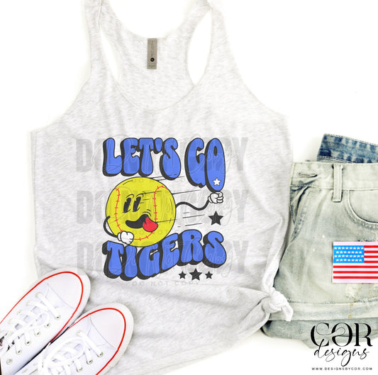 Lets Go Tigers Blue Softball