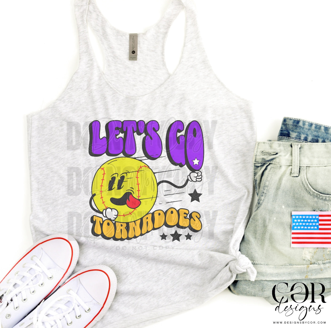 Lets Go Tornadoes Purple And Yellow Softball