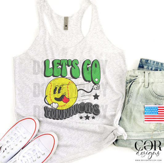 Lets Go Warriors Green And Grey Softball