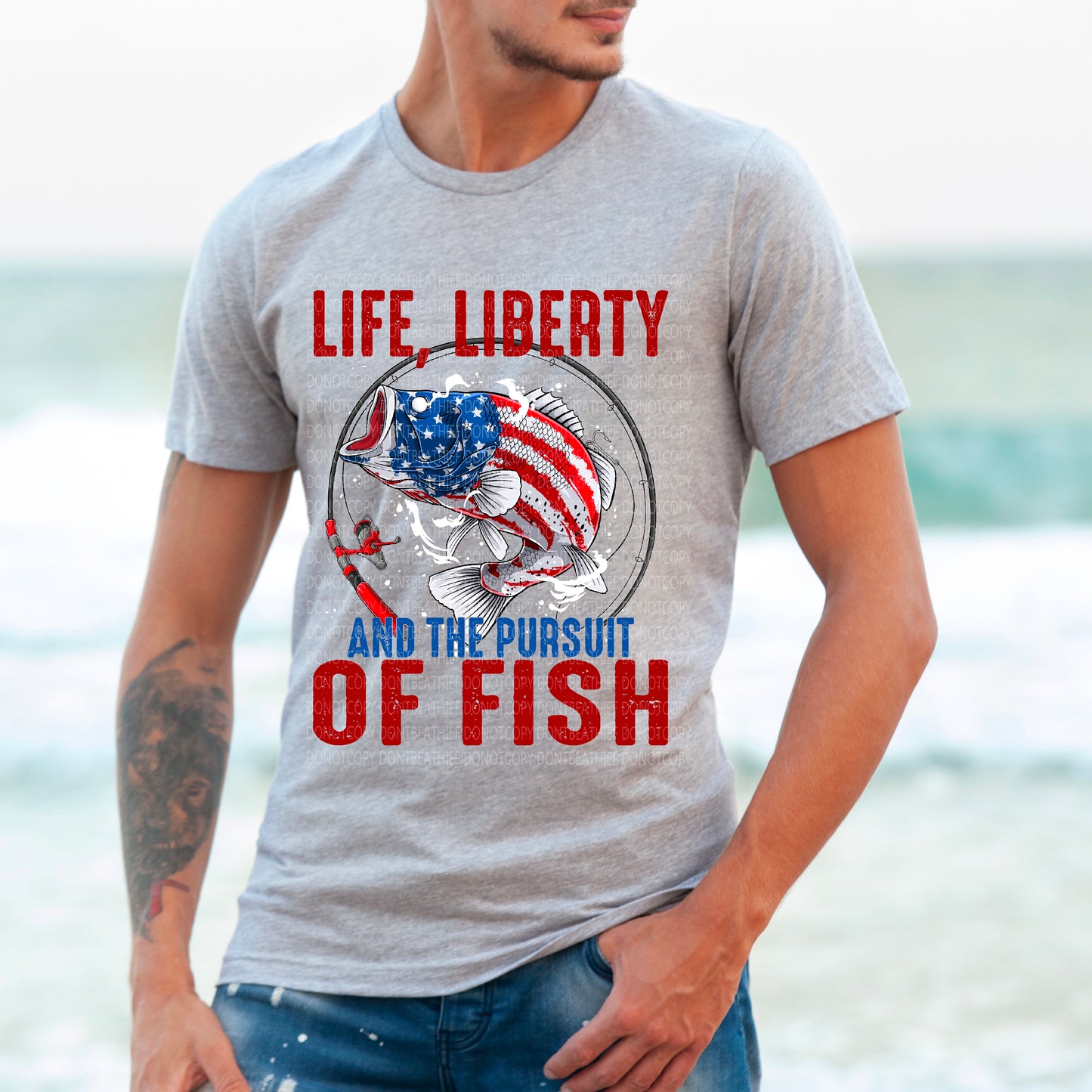 Life Liberty and The Pursuit of Fish RED - DTF Transfer