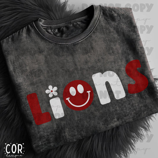 Lions Red And White Flowers And Smiley Face Letters