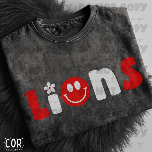 Lions Red And White Flowers And Smiley Faces