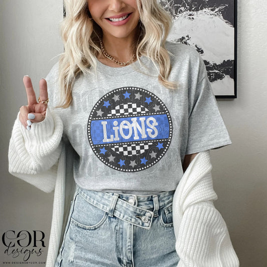 Lions Blue And White Stars Circle