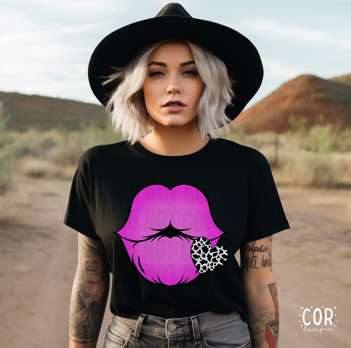 Lips With Cow Print Heart