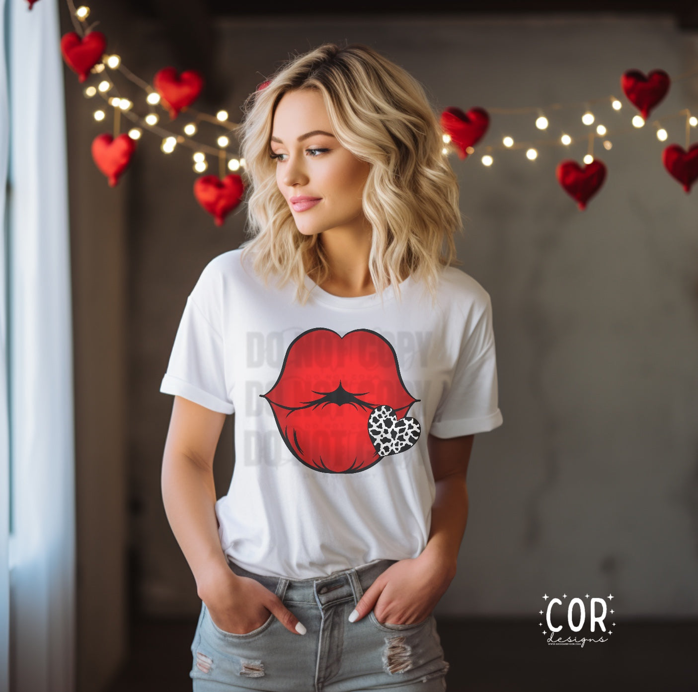 Lips Heart With Leopard Print