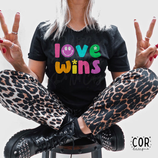 Love Wins Flowers And Smiley Face Letters
