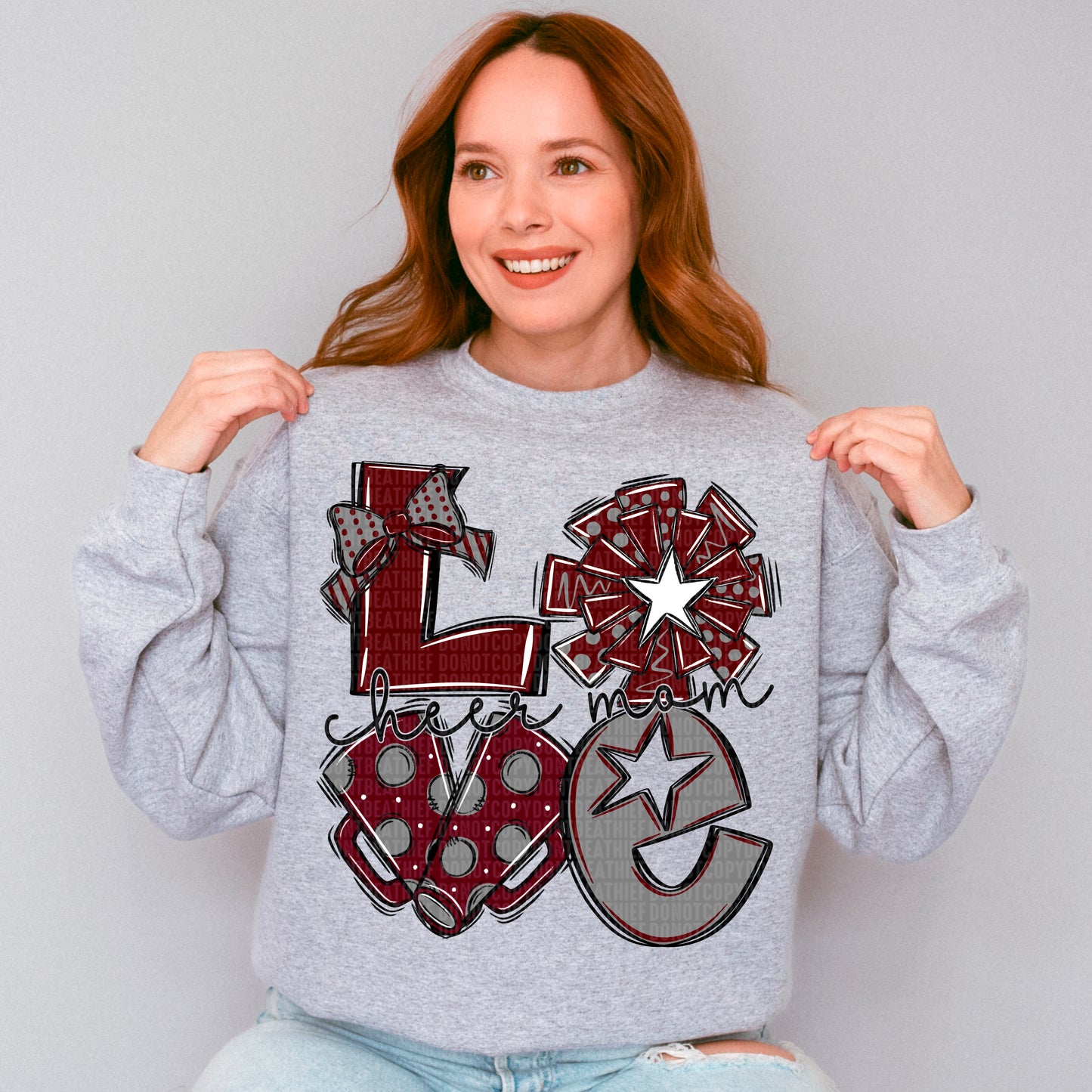 Maroon Grey White Love Cheer Mom
