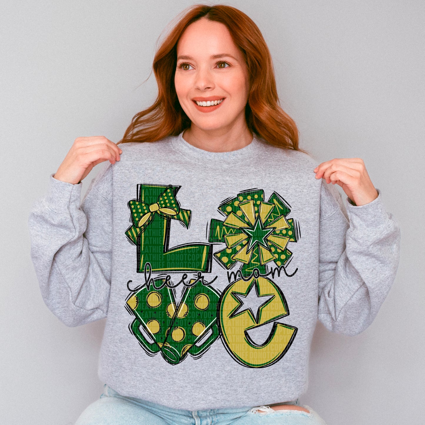 Green and Gold Cheer Love Cheer Mom