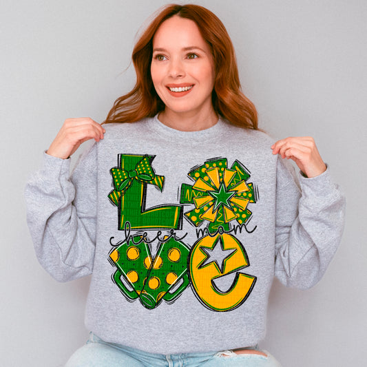 Green and Yellow Love Cheer Mom