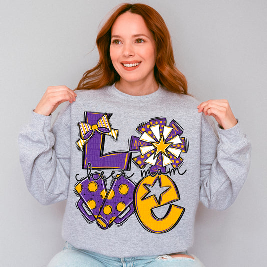 Purple and Yellow Love Cheer Mom