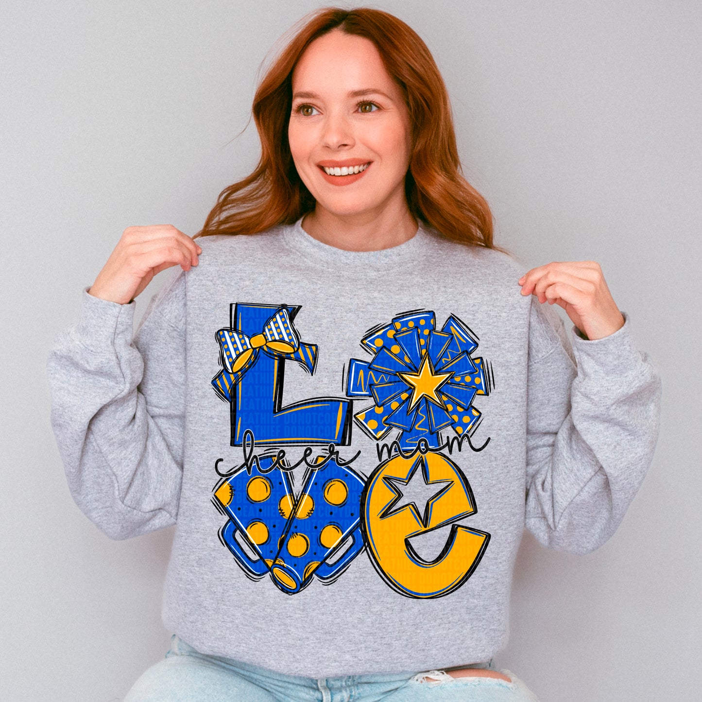Blue and Yellow Love Cheer Mom
