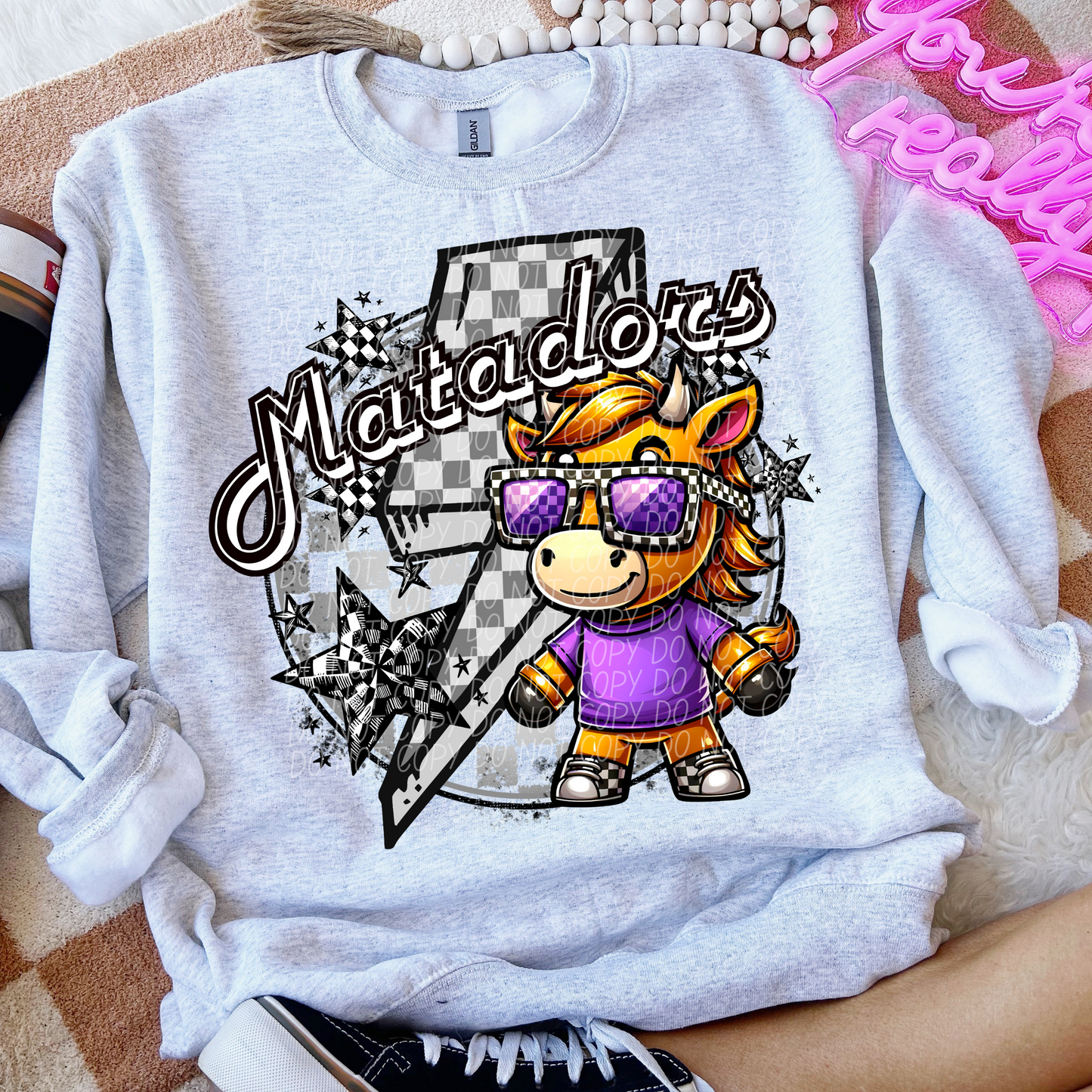 Matadors Checkered Lightning Bolt