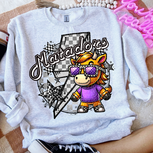 Matadors Checkered Lightning Bolt