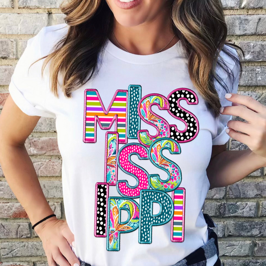 Faux Embroidery Patterned Mississippi