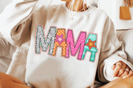 Mama Checkered And Star Letters