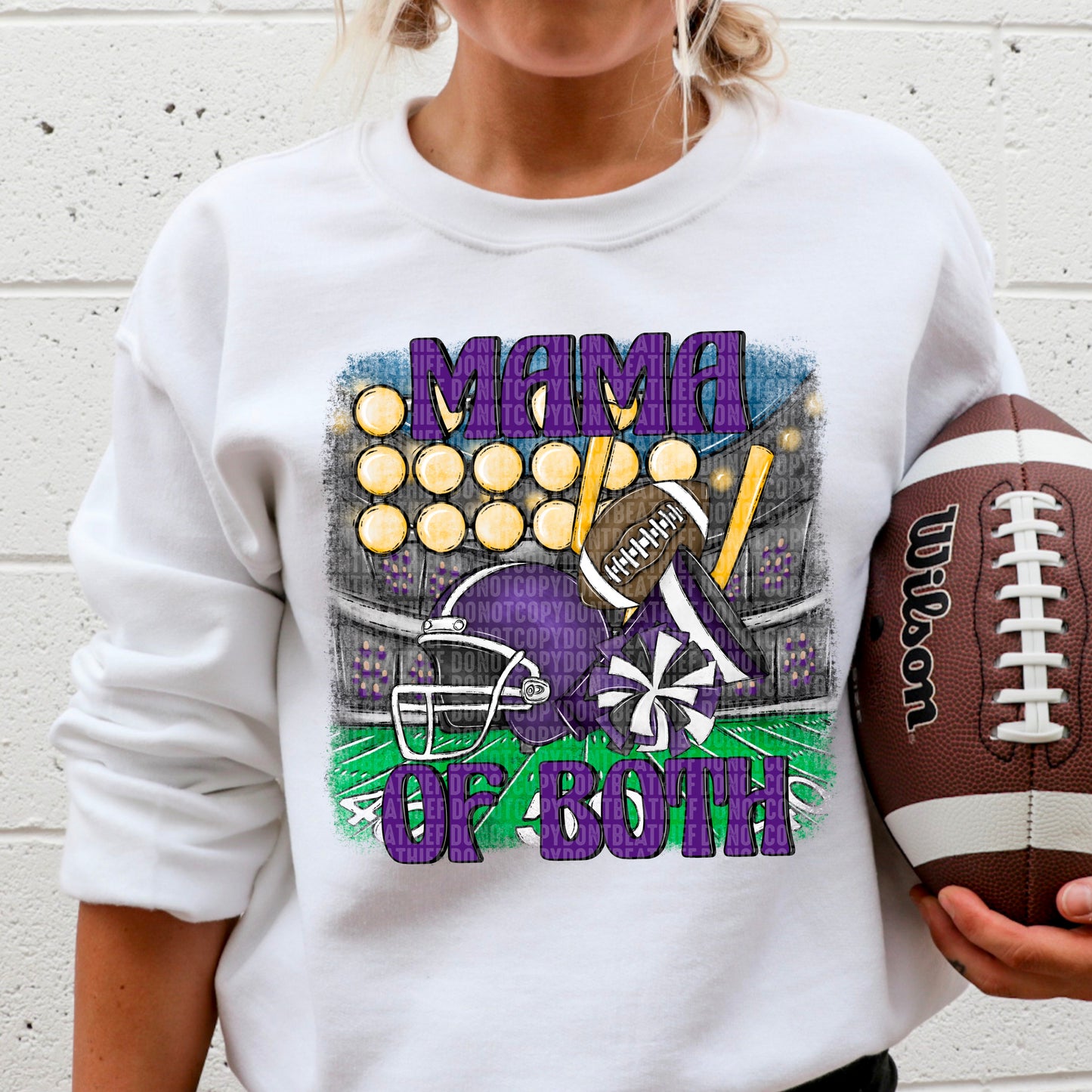 Mama of Both Football/Cheer (PURPLE) - DTF Transfer