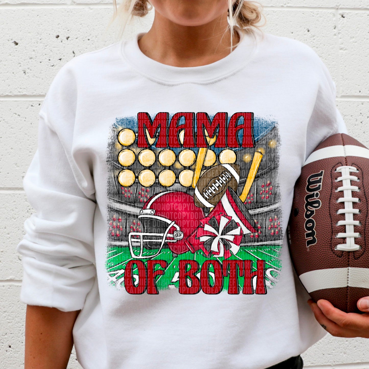 Mama of Both Football/Cheer RED- DTF Transfer