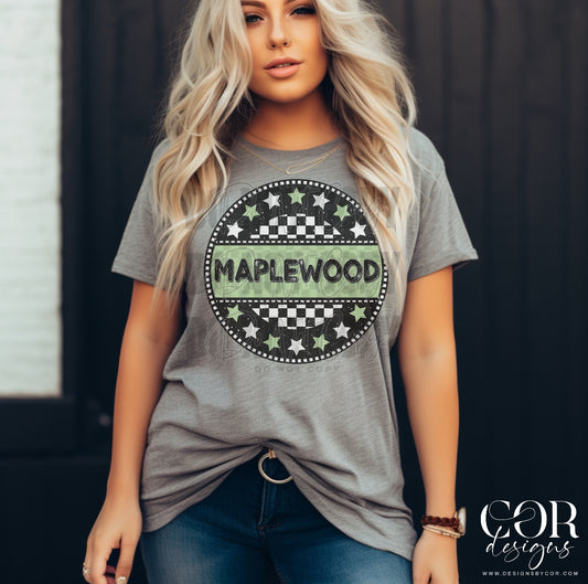 Maplewood Green And White Stars Circle