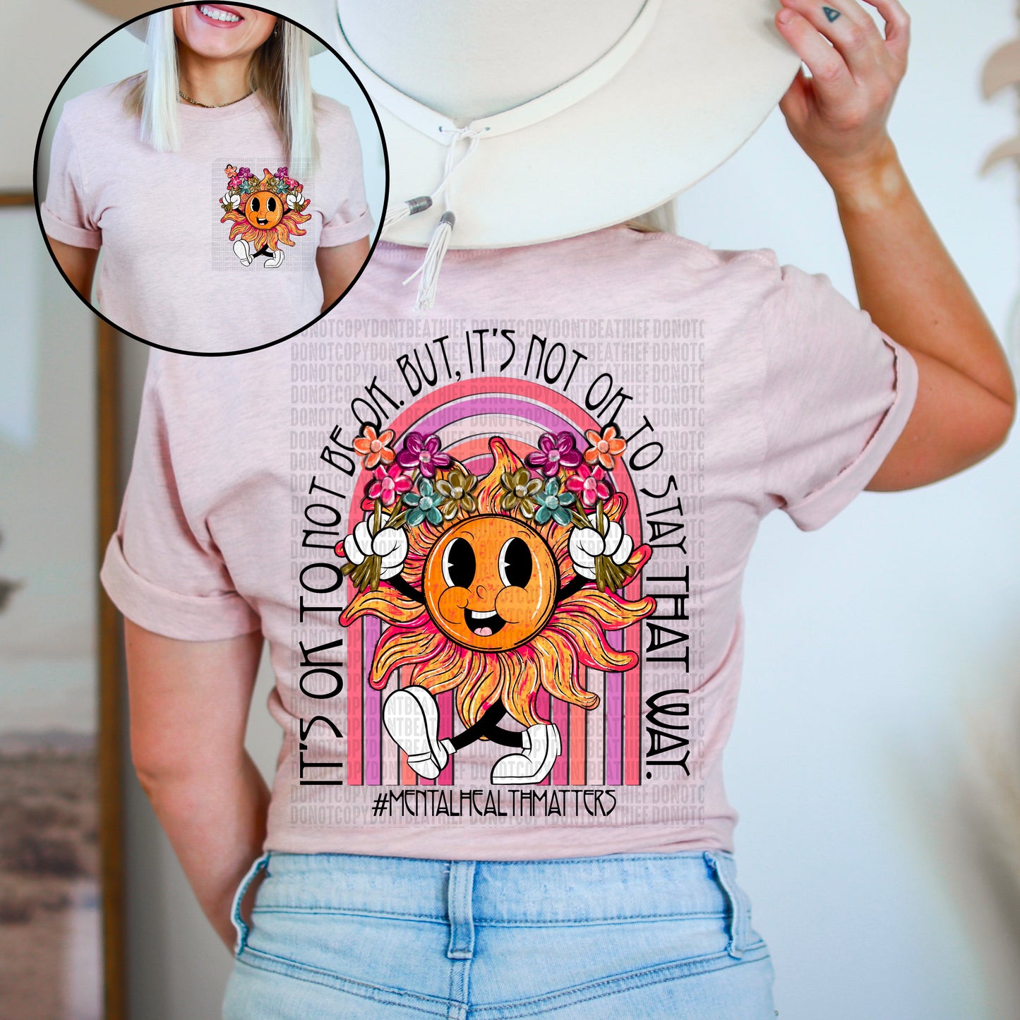 It's OK #MENTALHEALTHMATTERS Sun/Flowers BACK - DTF Print