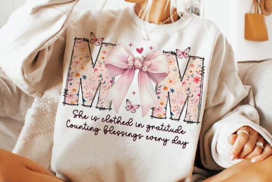 Mom She Is Clothed In Gratitude Counting Blessings Every Day