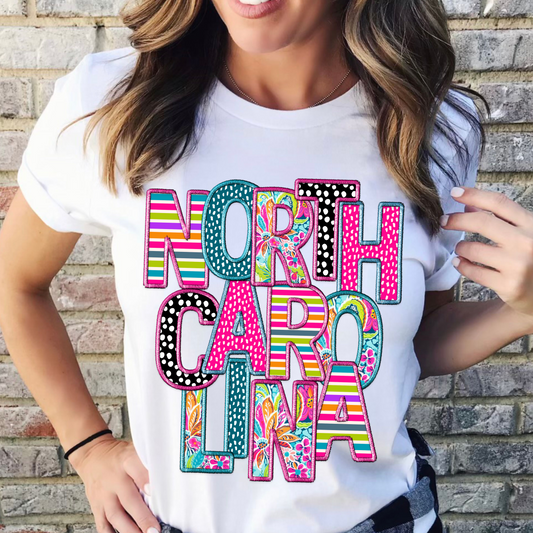 Faux Embroidery Patterned North Carolina