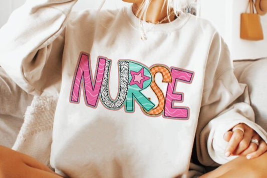 Nurse Checkered And Star Letters