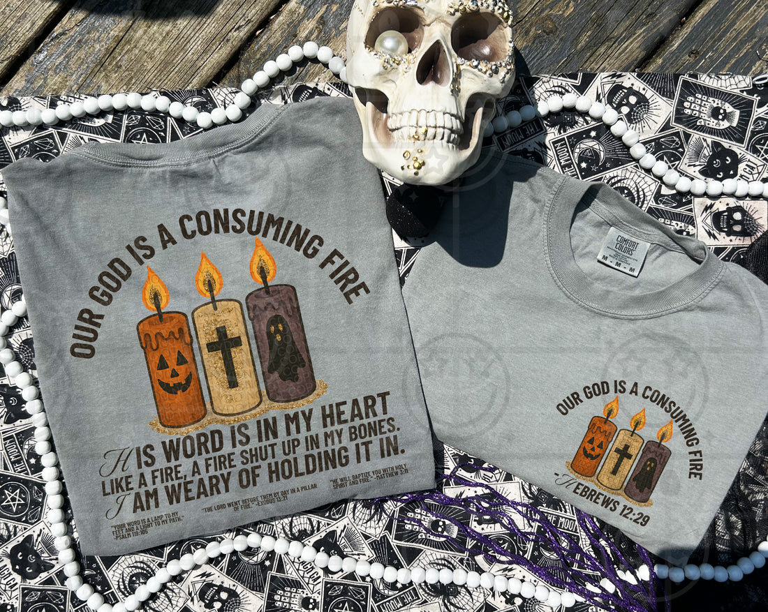 Our God is a consuming fire glitter (front) – Earthline Customs
