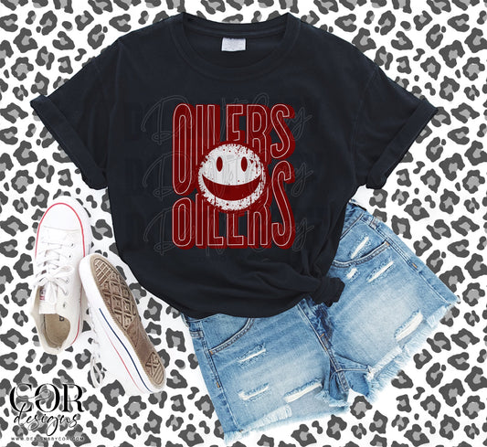 Oilers Maroon Smiley Face