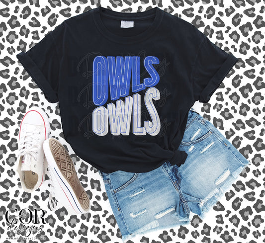 Owls Blue and White